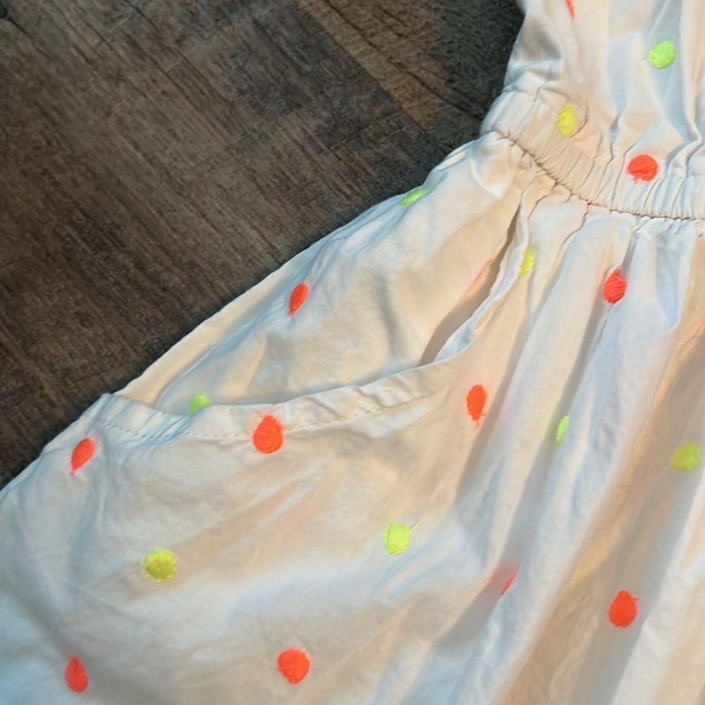 Cat & Jack Girls Large 10/12 Dress Summer White Neon Polka Dot L Pockets - Picture 6 of 9